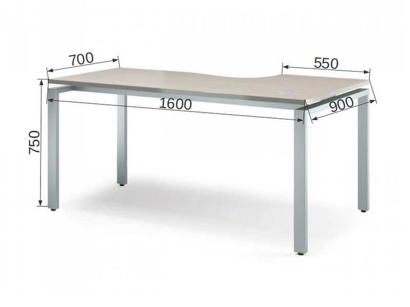 Мебель для персонала на металлокаркасе VITA-M V-1.6.1М-R Стол эргономичный прав.